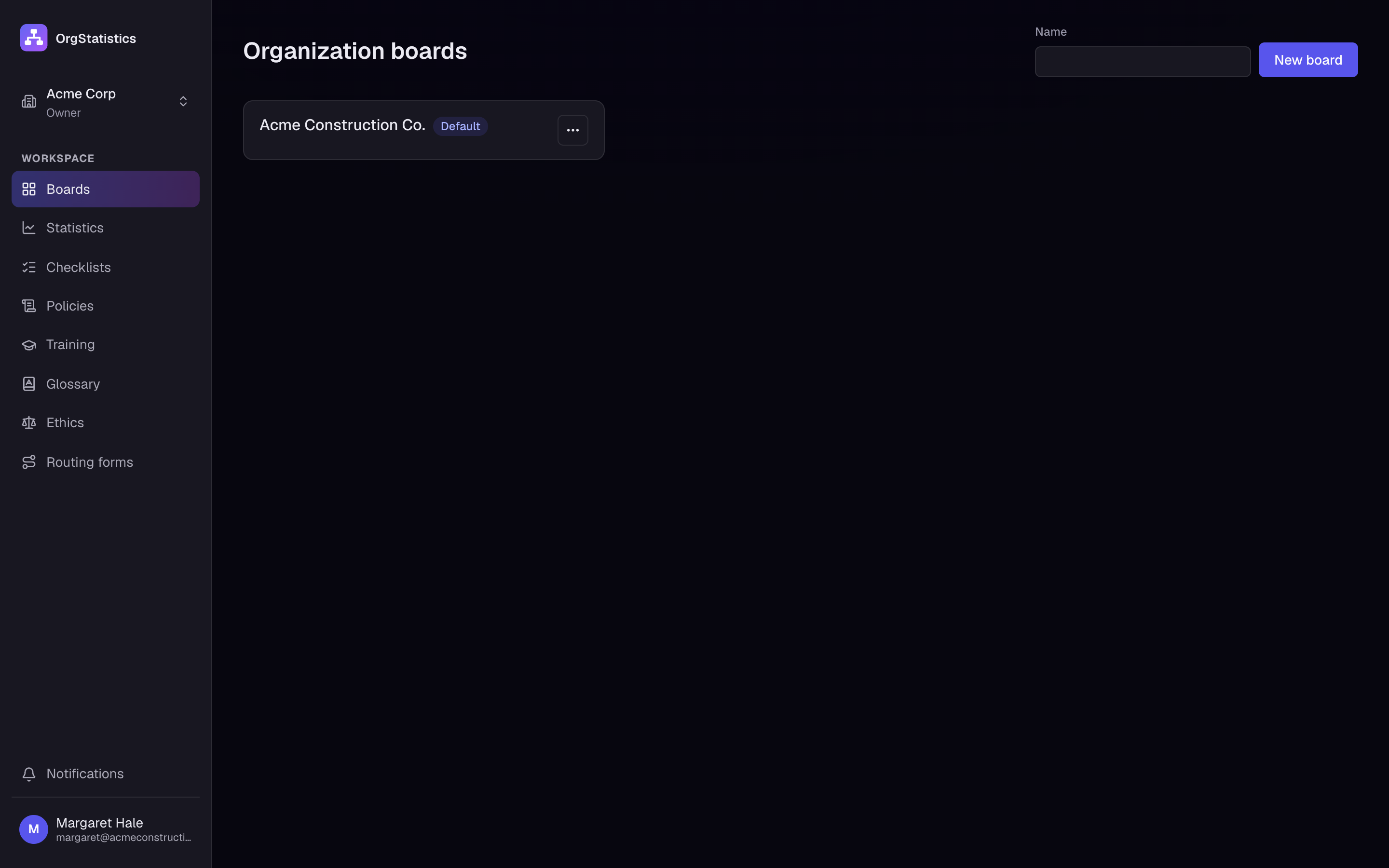 Keep several boards in one workspace and pick your default.