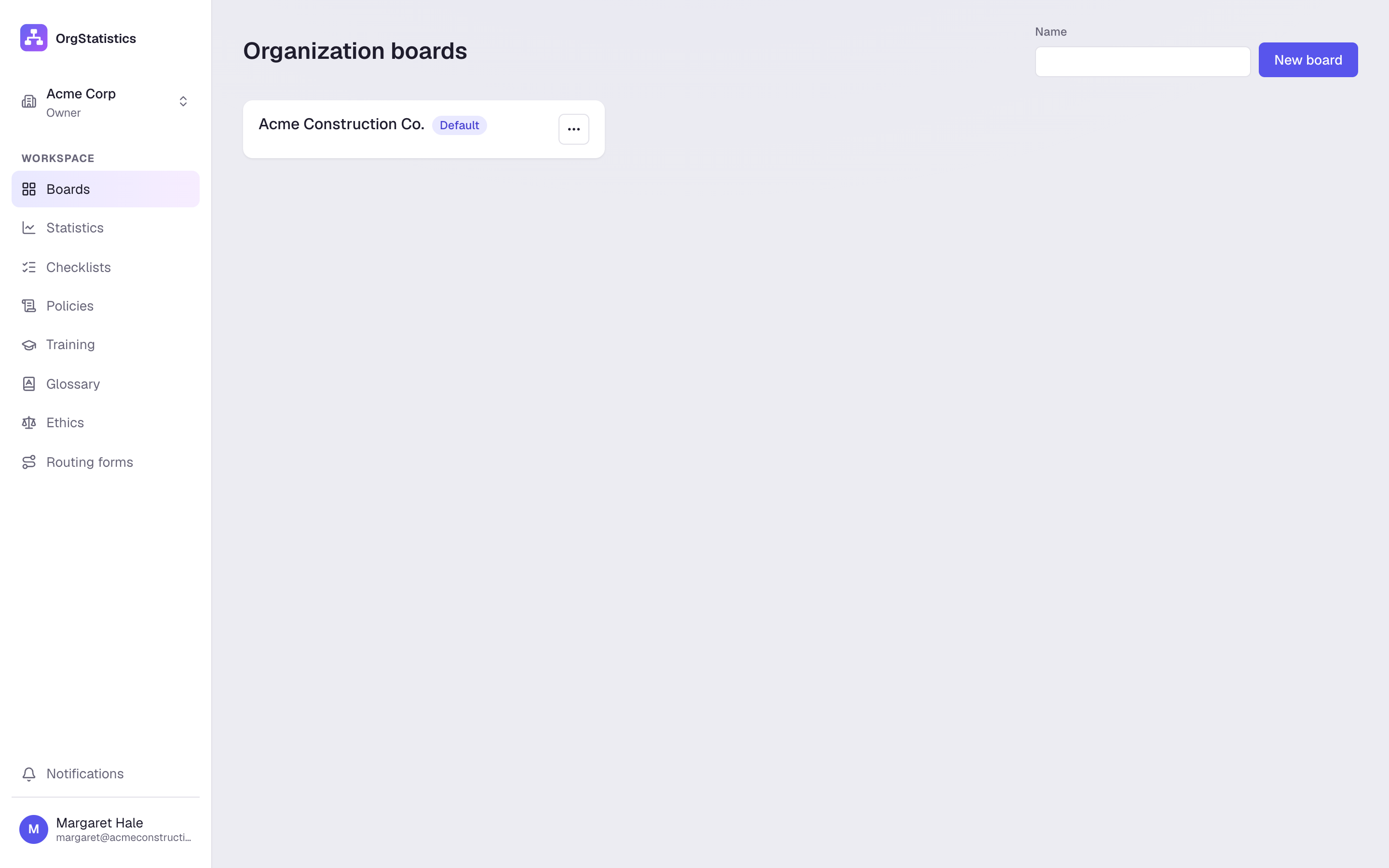 Keep several boards in one workspace and pick your default.