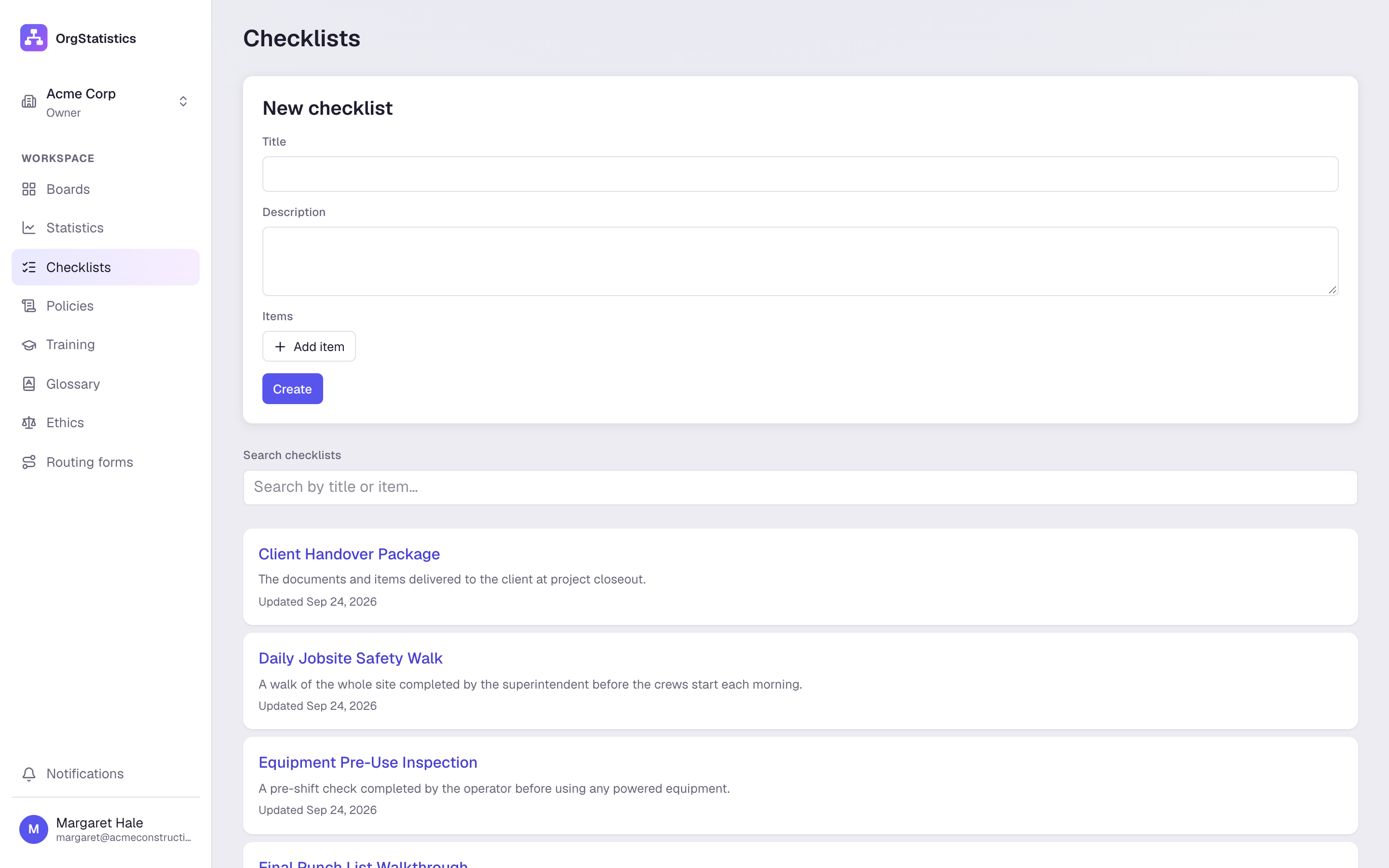 The checklist library.